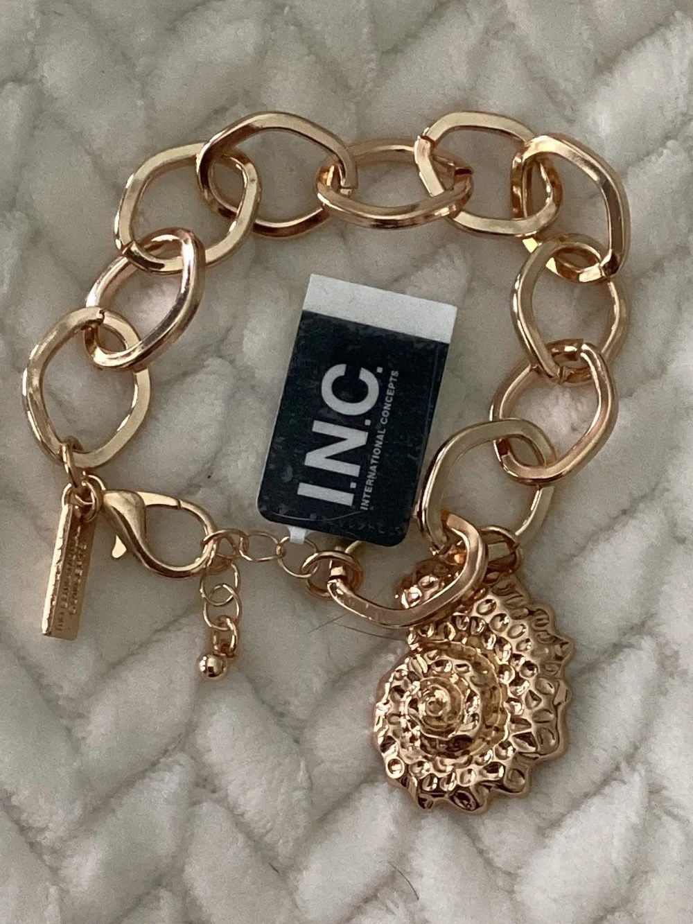 INC Gold-Tone Chunky Link Bracelet with Shell  Charm